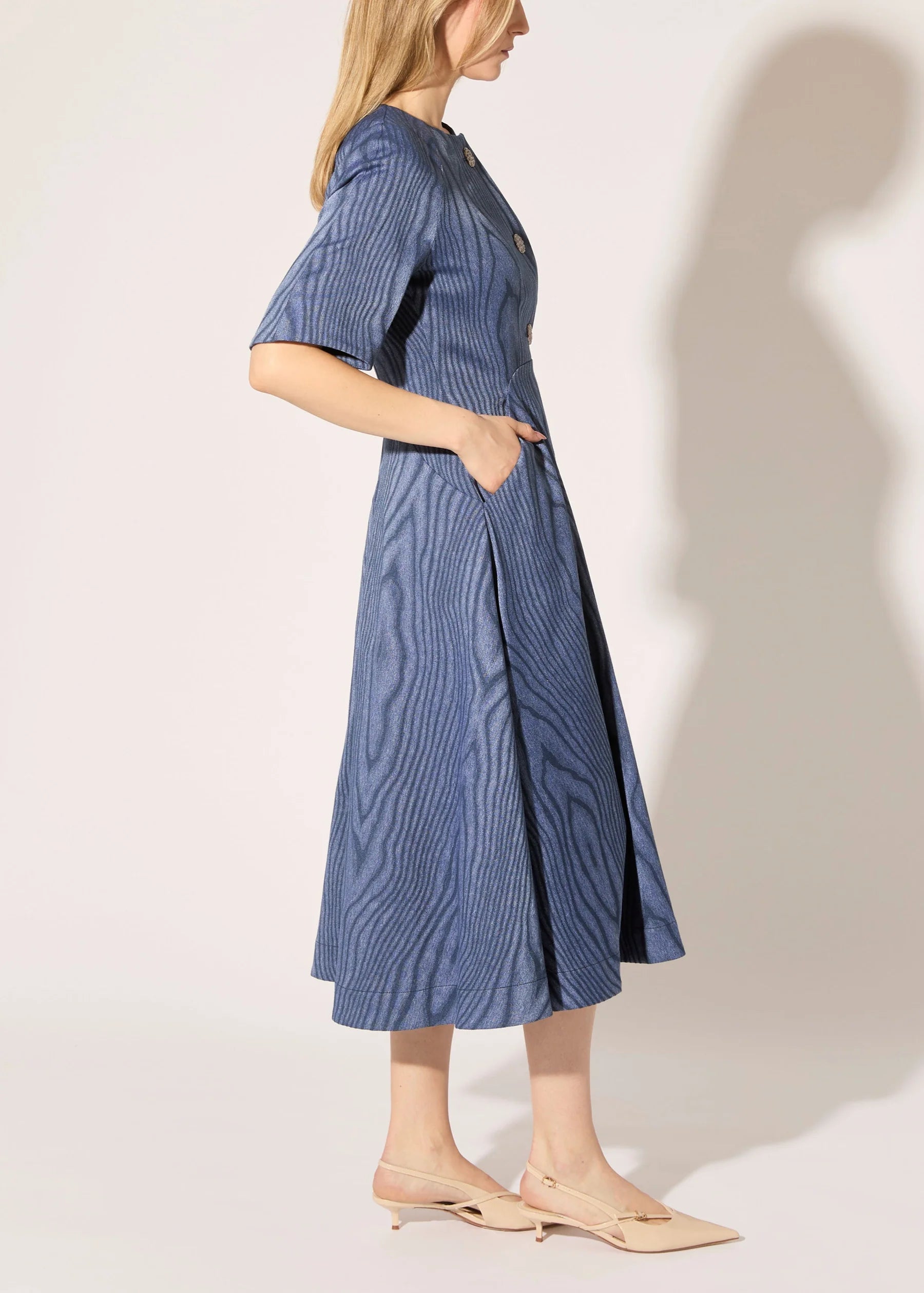 MOIRE DENIM DRESS
