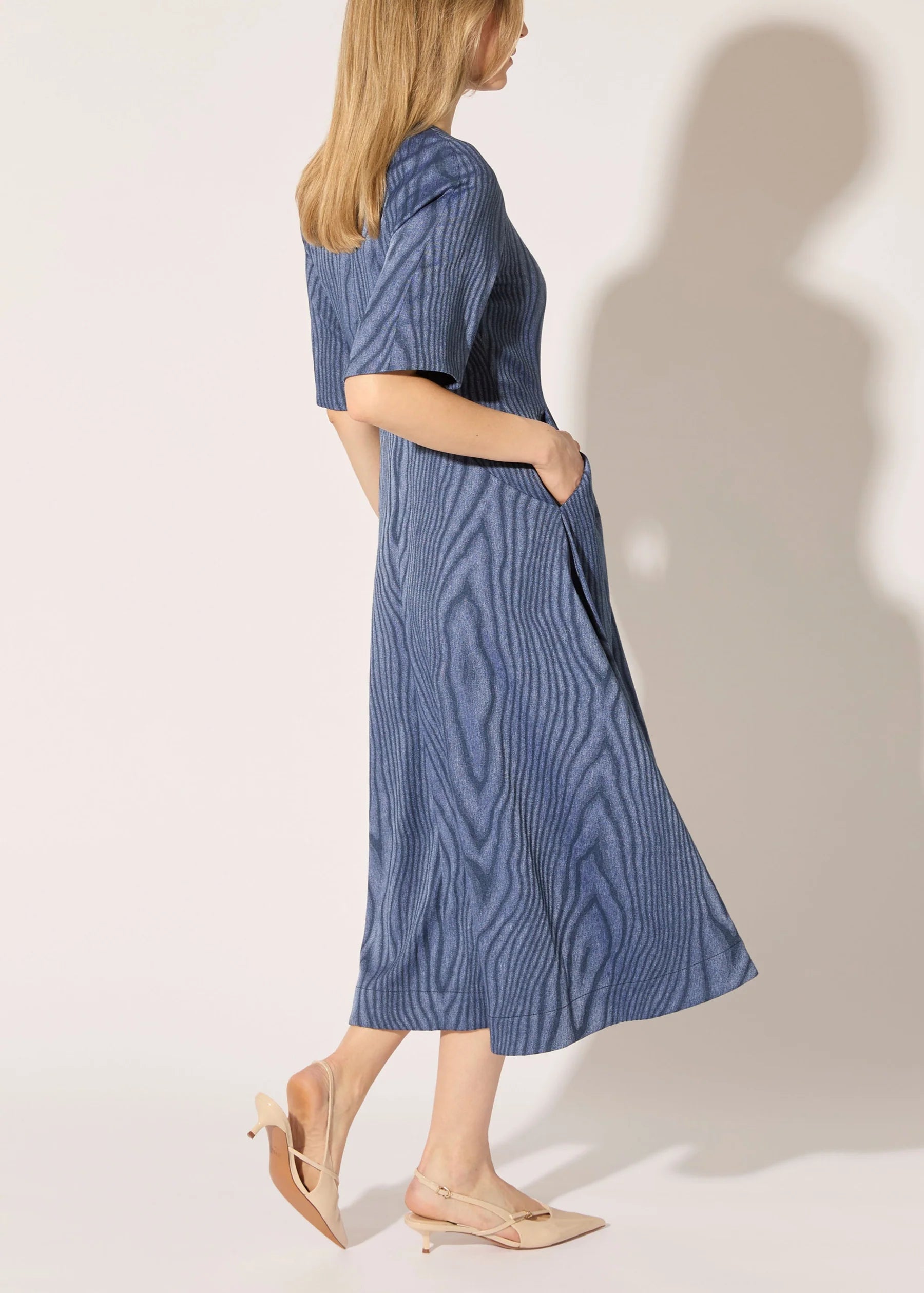MOIRE DENIM DRESS