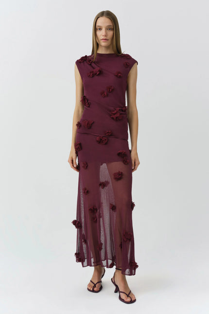 CORA FLORAL APPLIQUE MIDI SKIRT