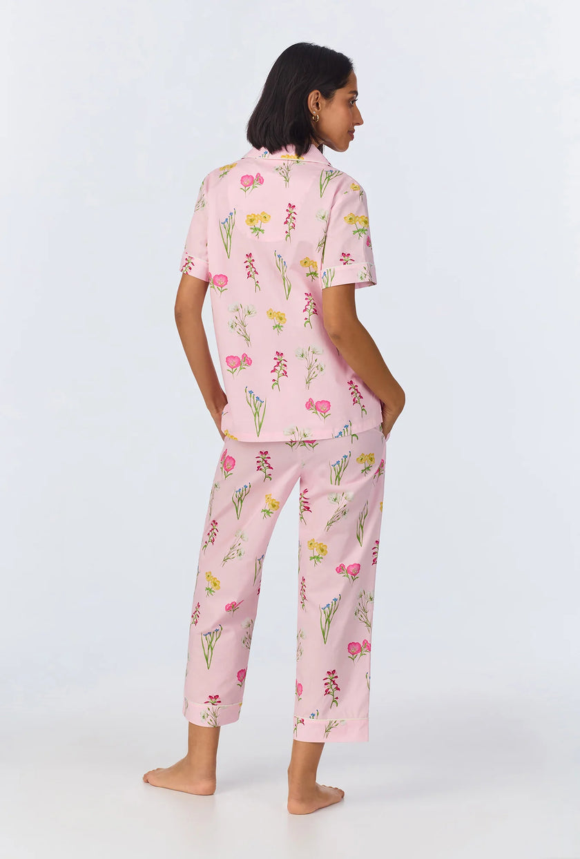 SHORT SLEEVE CLASSIC WOVEN COTTON POPLIN CROPPED PJ SET