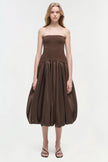 IZZY STRAPLESS TAFFETA MIDI DRESS
