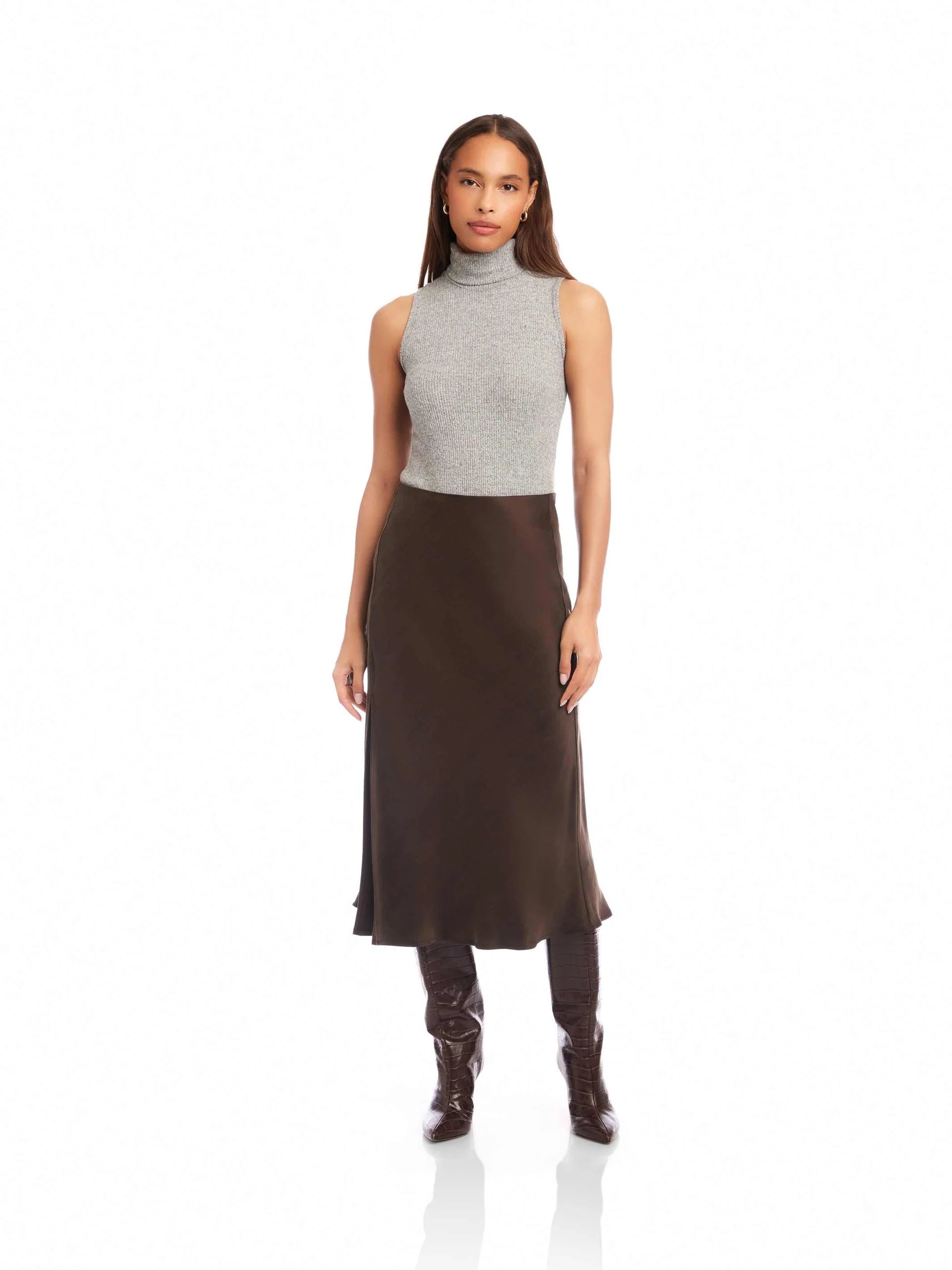 BRIELLE PULL ON MIDI SKIRT
