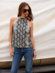 ALEXIS FAUX LEATHER HALTER TOP