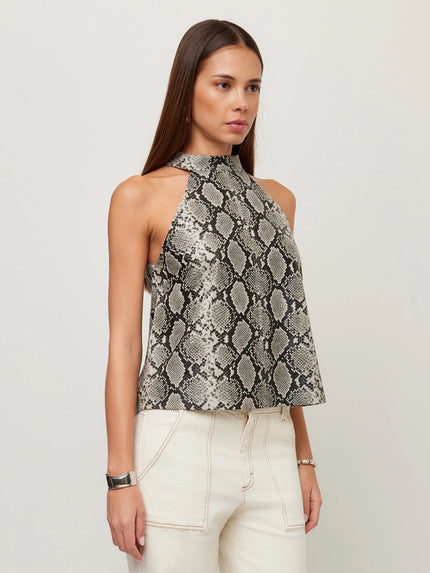 ALEXIS FAUX LEATHER HALTER TOP