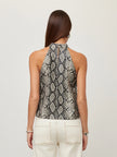 ALEXIS FAUX LEATHER HALTER TOP