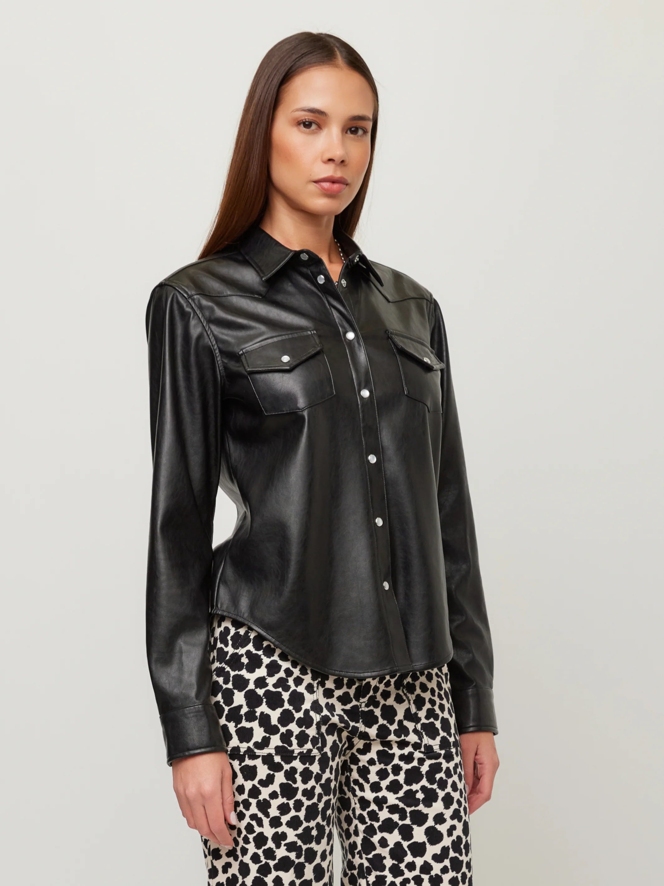 ANNA FAUX LEATHER SHIRT