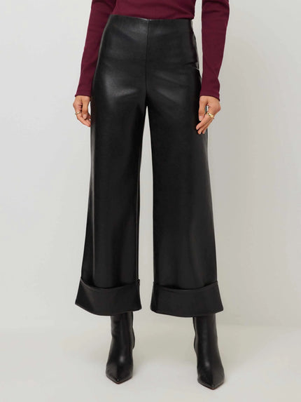 REGINA FAUX LEATHER CUFF CROPPED PANTS