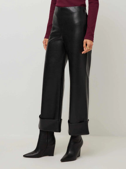 REGINA FAUX LEATHER CUFF CROPPED PANTS