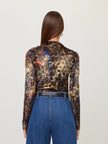 KHAMI VELVET BUROUT SHIRRED TOP
