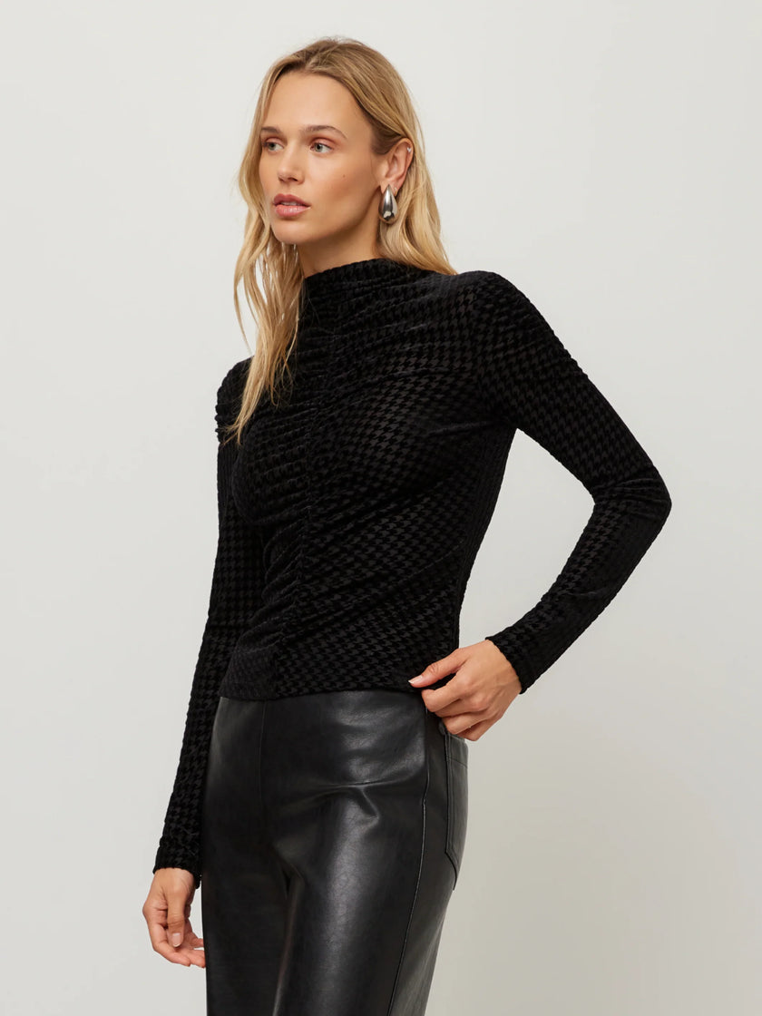 VELVET BURNOUT RUCHED SELENA TOP