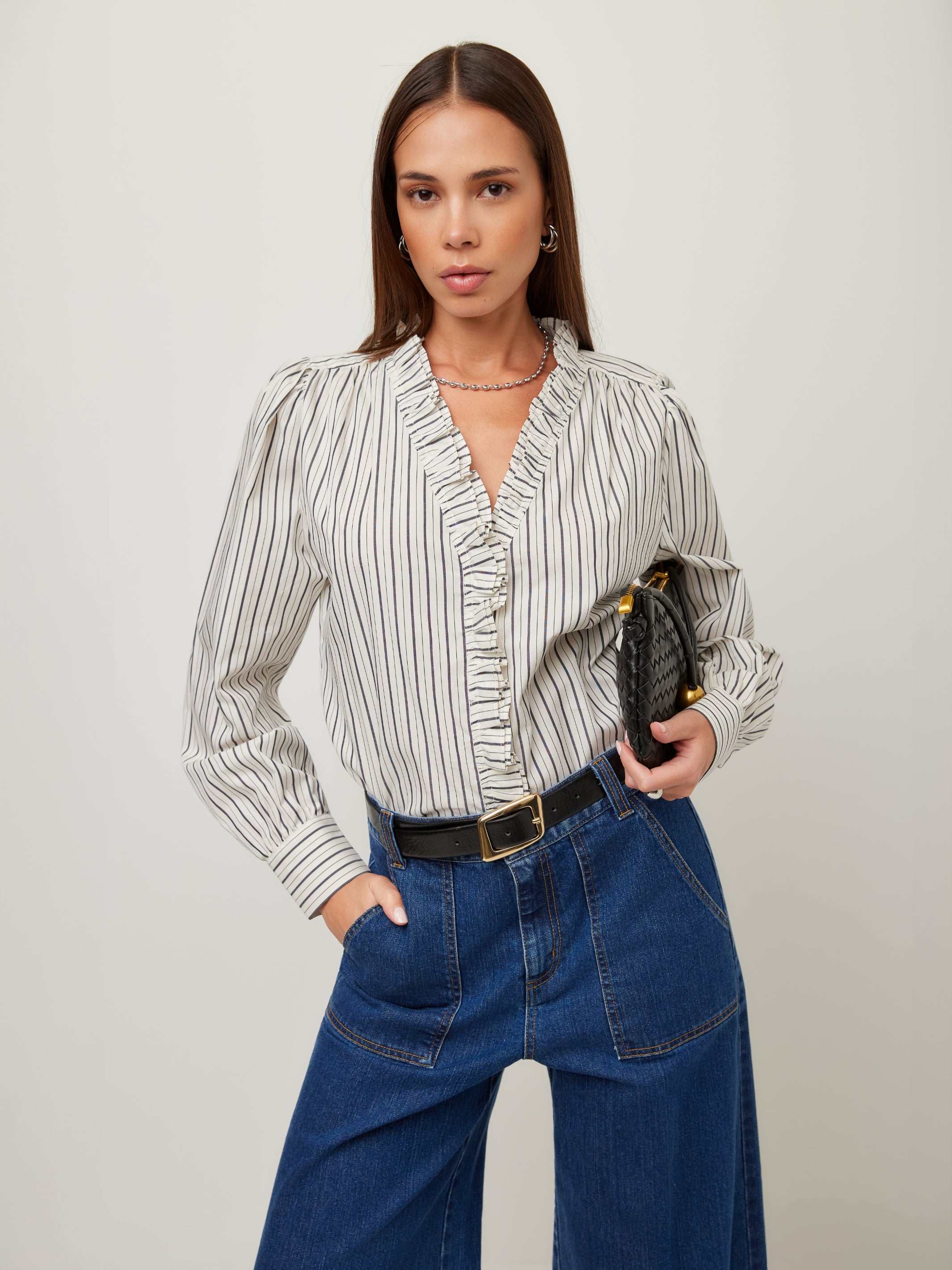 LIZZY STRIPE RUFFLE TOP