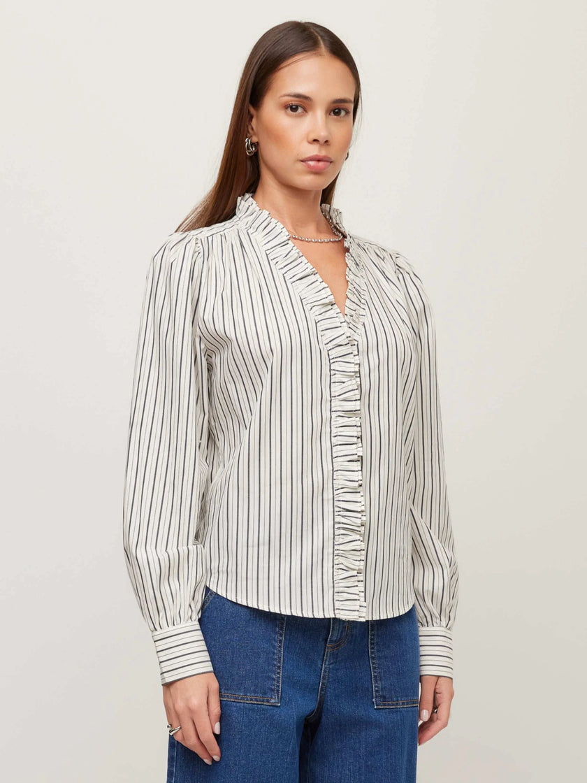LIZZY STRIPE RUFFLE TOP