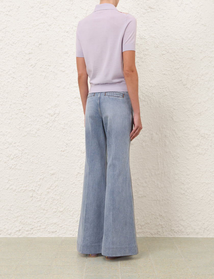 LUNA PRINTED SILK POLO
