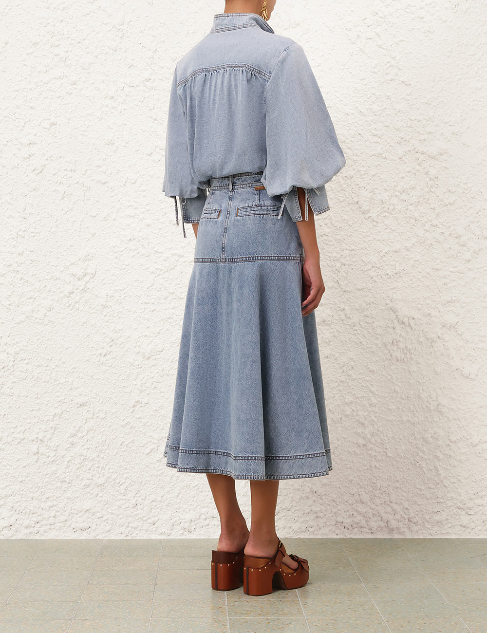 DENIM BLOUSE IN SEA FOAM