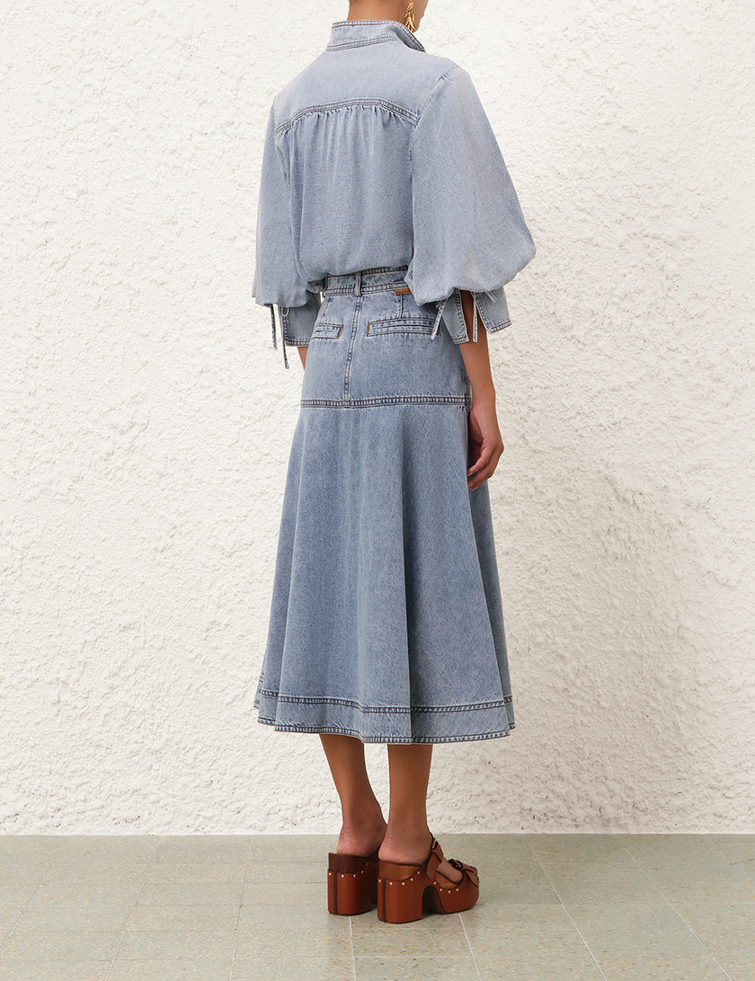 DENIM BLOUSE IN SEA FOAM