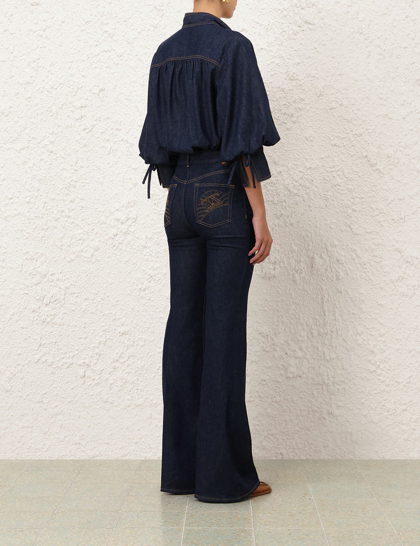 SLIM FLARE JEAN IN HARBOUR BLUE