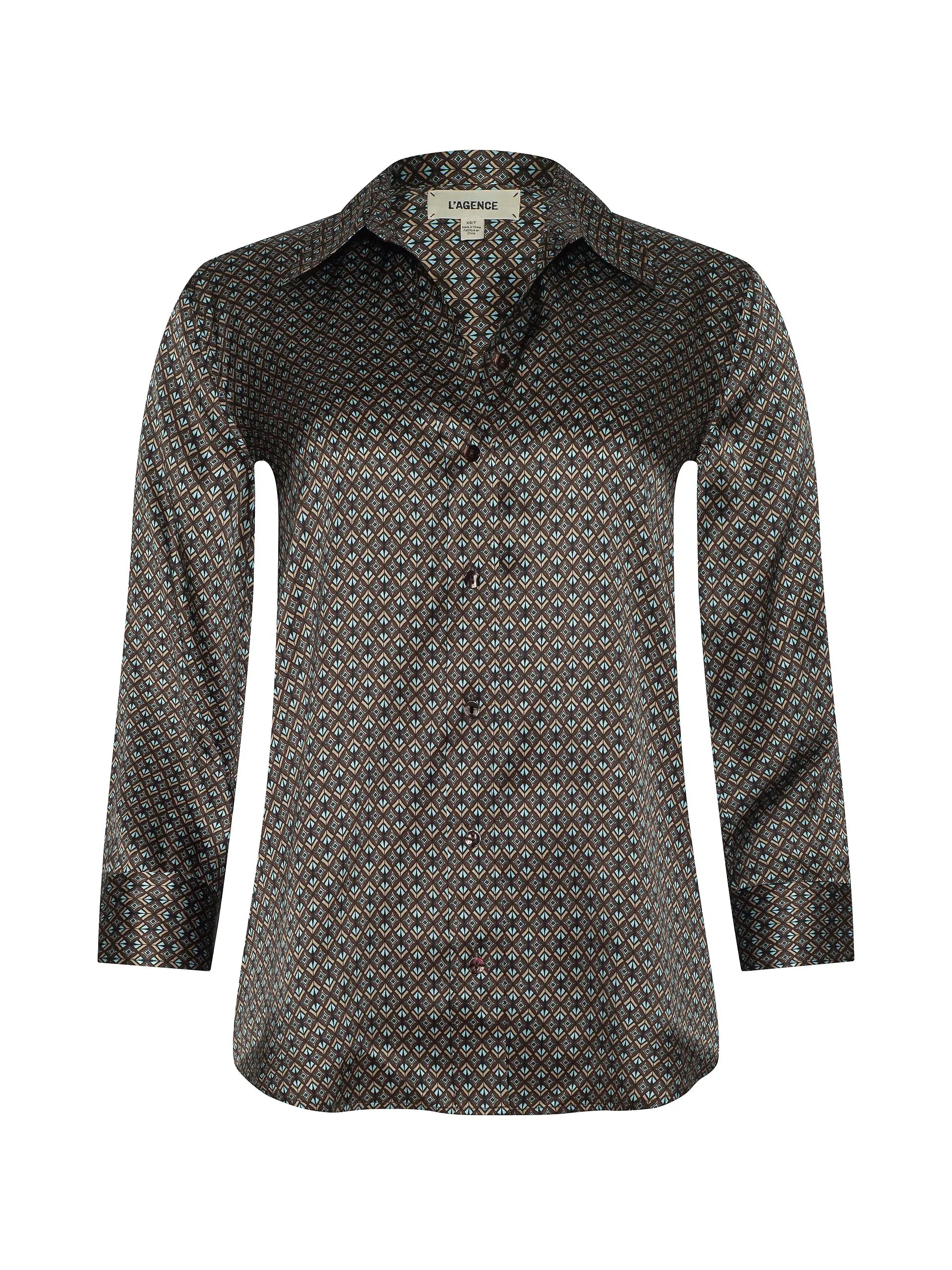DANI SILK BLOUSE IN MULTI ART DECO GEO