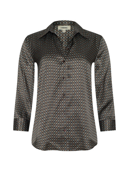 DANI SILK BLOUSE IN MULTI ART DECO GEO