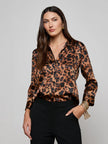 DANI SILK BLOUSE IN BROWN MULTI AMUR LEOPARD
