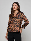 DANI SILK BLOUSE IN BROWN MULTI AMUR LEOPARD