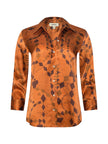 DANI SILK BLOUSE IN AMBER BROWN PLAYING CARD GEO