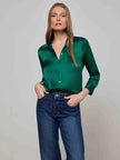 DANI SILK BLOUSE IN BOTTLE GREEN