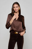 DANI SILK BLOUSE IN COFFEE BROWN