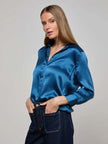 DANI SILK BLOUSE IN STONE BLUE