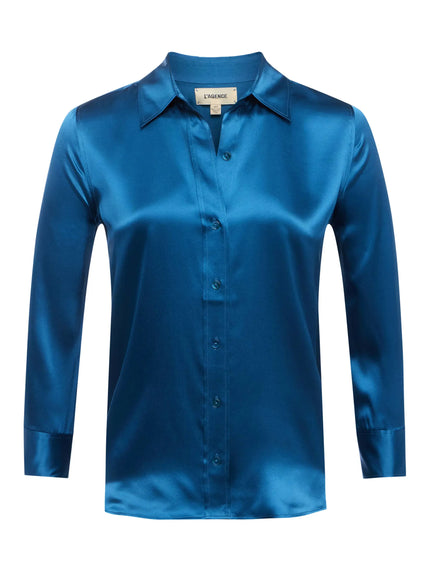 DANI SILK BLOUSE IN STONE BLUE