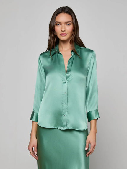DANI SILK BLOUSE IN MALACHITE GREEN