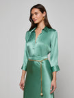 DANI SILK BLOUSE IN MALACHITE GREEN