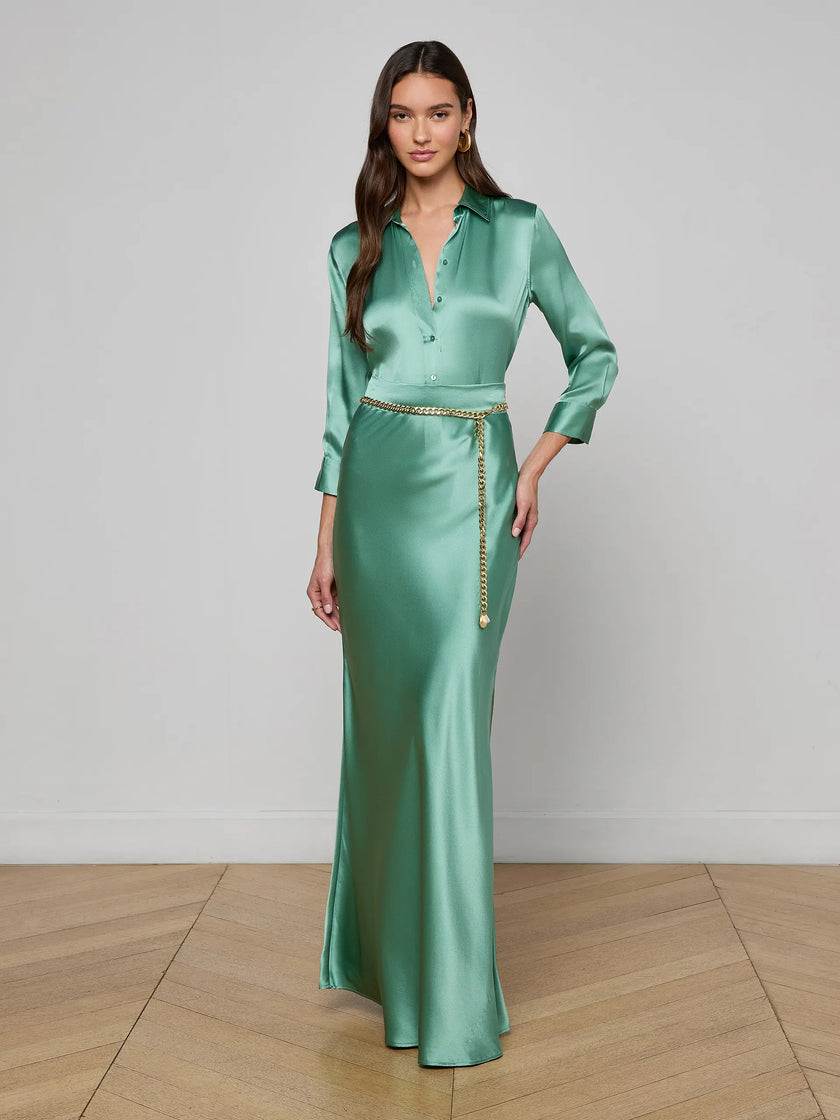 DANI SILK BLOUSE IN MALACHITE GREEN