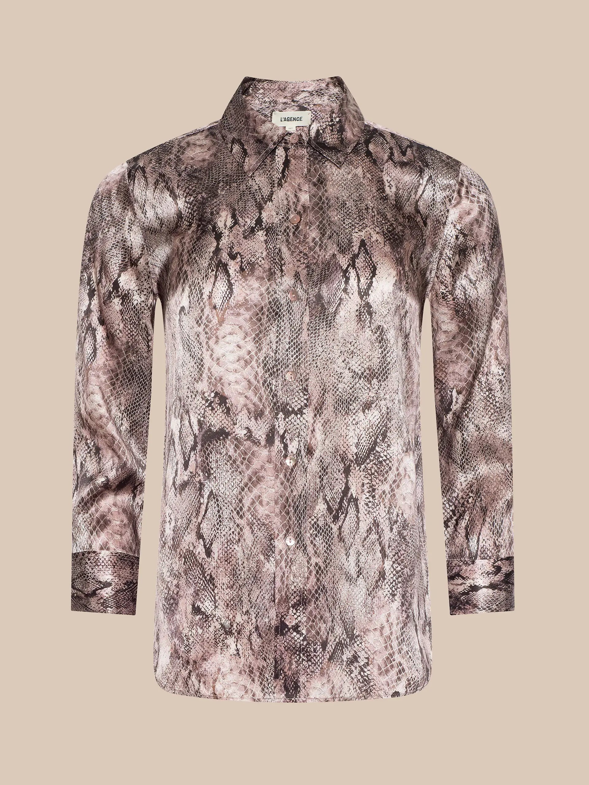 DANI SILK BLOUSE IN MAUVE MULTI WESTERN SNAKE PRINT
