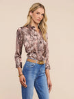 DANI SILK BLOUSE IN MAUVE MULTI WESTERN SNAKE PRINT