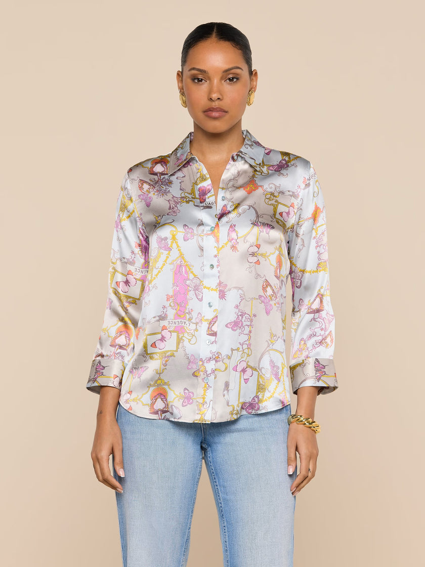 DANI SILK BLOUSE IN MULTI BAROQUE TOILE