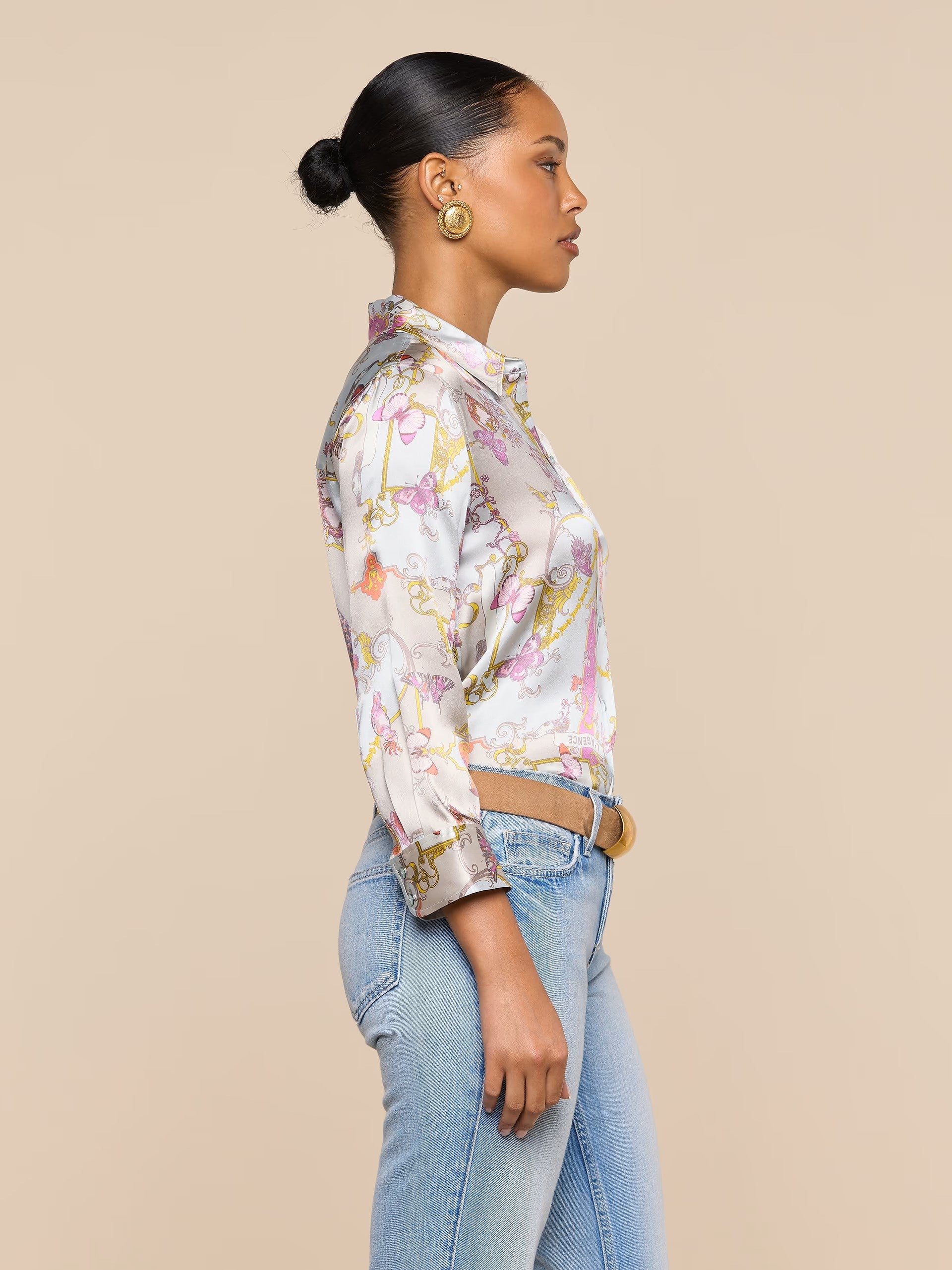 DANI SILK BLOUSE IN MULTI BAROQUE TOILE