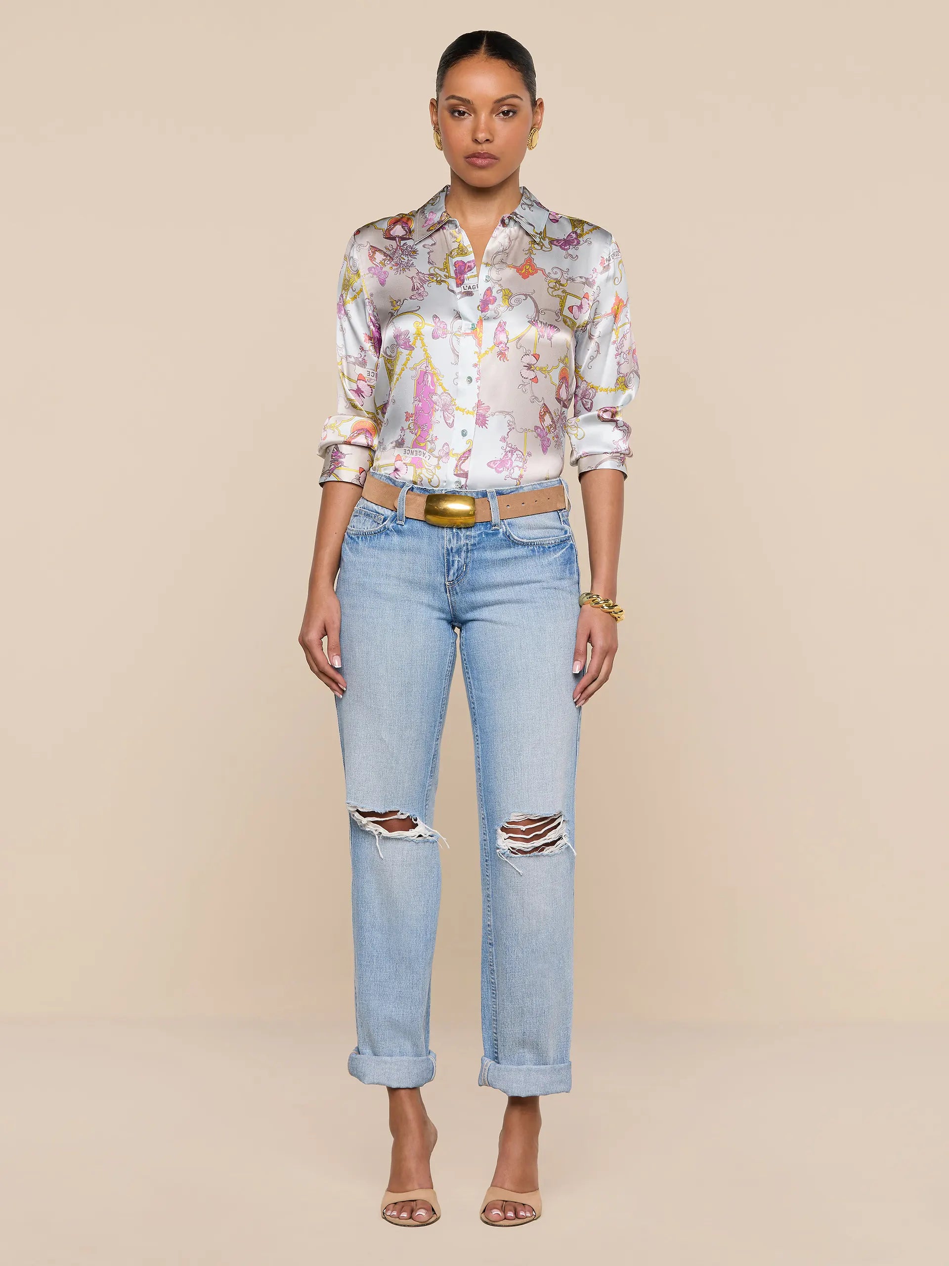 DANI SILK BLOUSE IN MULTI BAROQUE TOILE