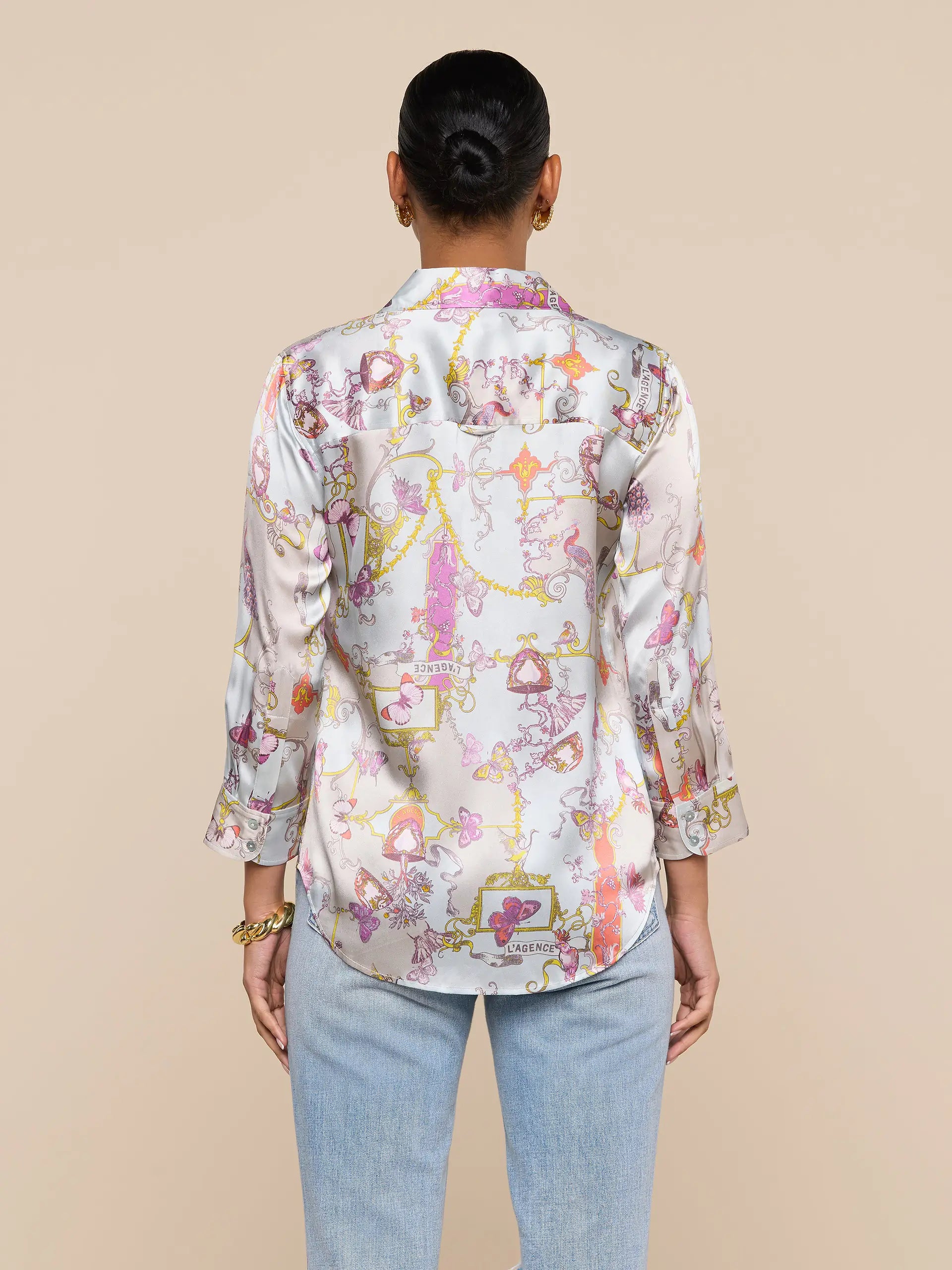 DANI SILK BLOUSE IN MULTI BAROQUE TOILE
