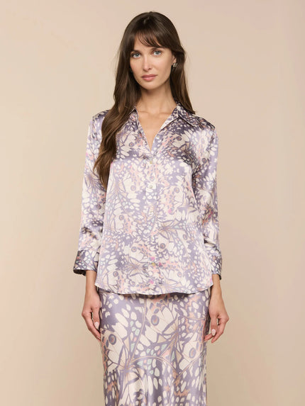 DANI SILK BLOUSE IN MULTI SMALL BUTTERFLY WING