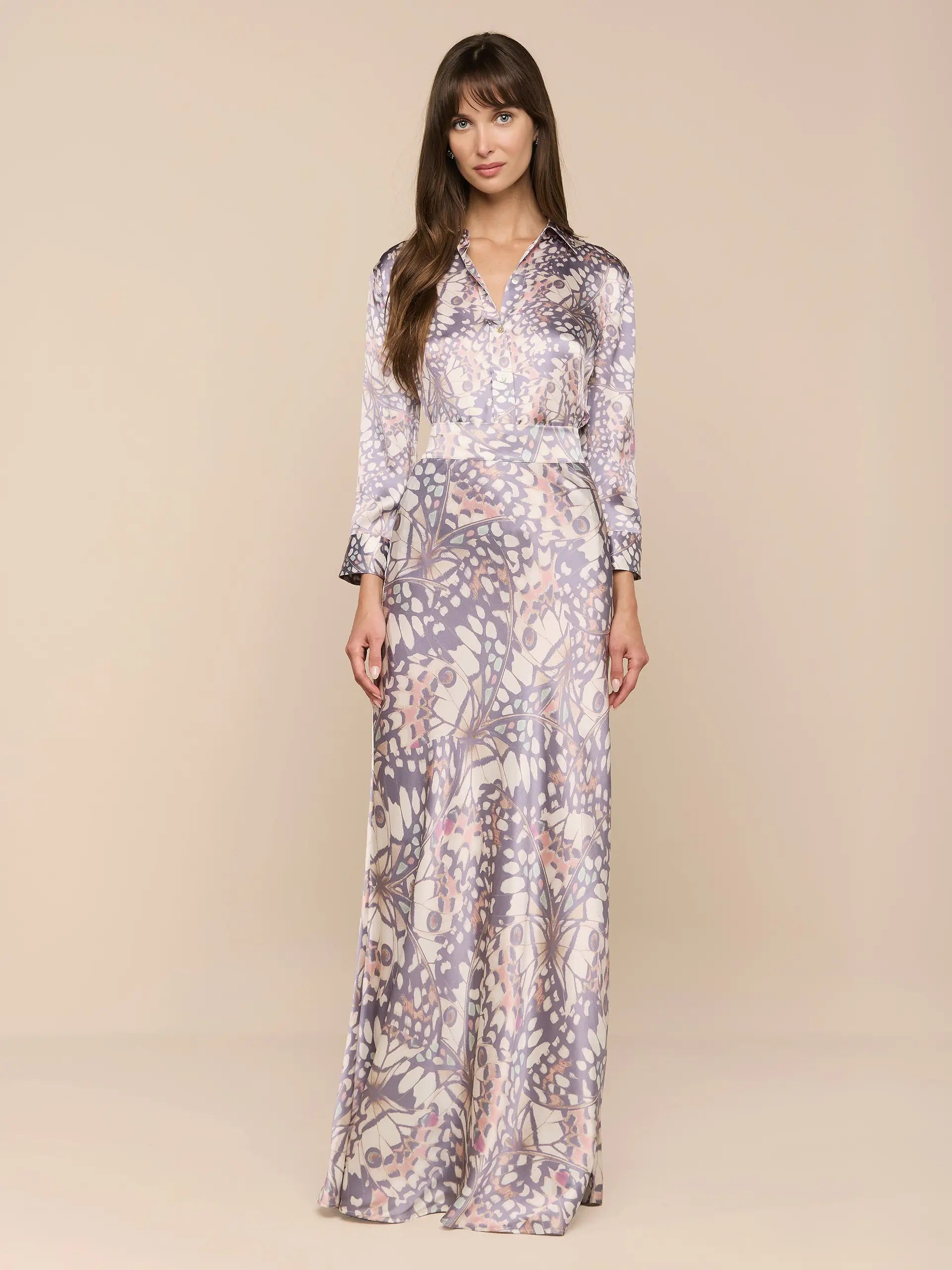 DANI SILK BLOUSE IN MULTI SMALL BUTTERFLY WING