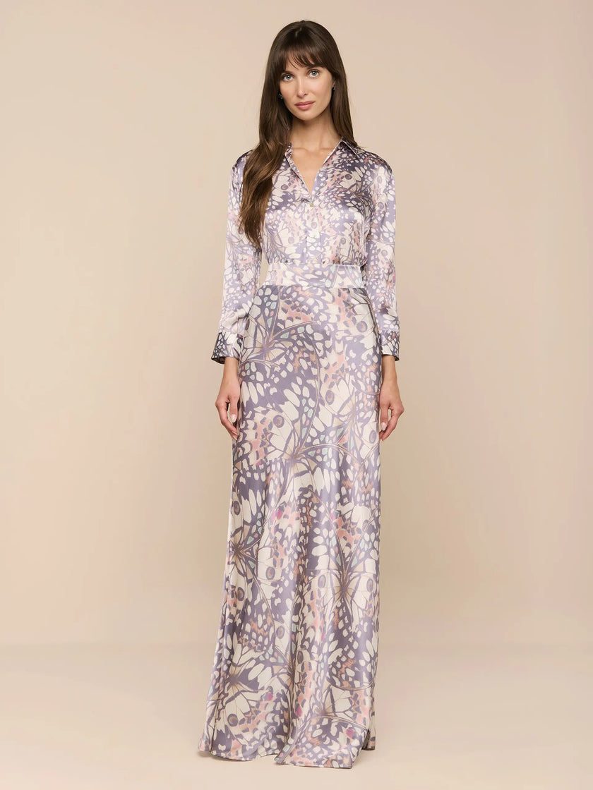 DANI SILK BLOUSE IN MULTI SMALL BUTTERFLY WING