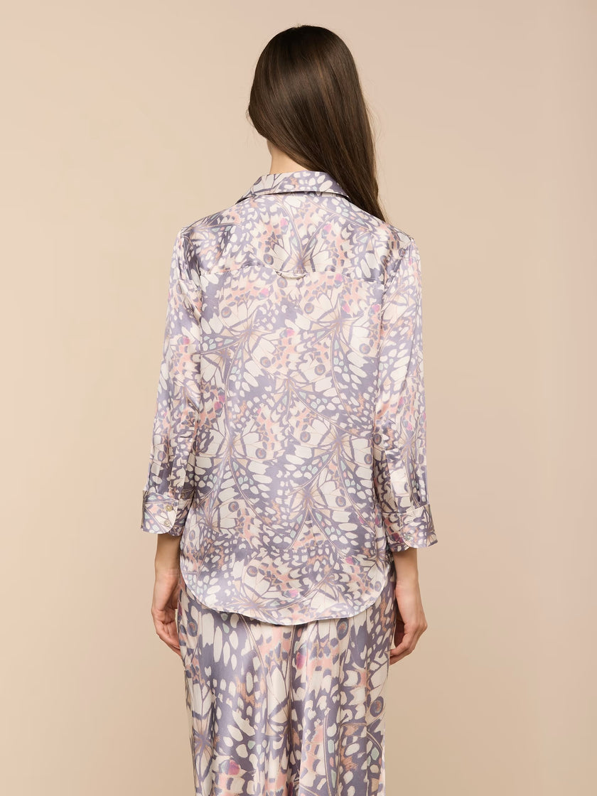 DANI SILK BLOUSE IN MULTI SMALL BUTTERFLY WING
