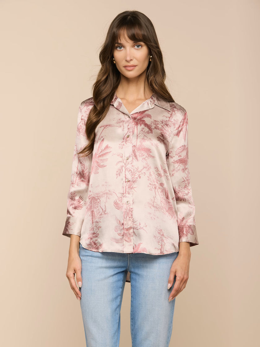 DANI SILK BLOUSE IN TEXTURED JUNGLE TOILE