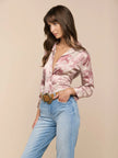 DANI SILK BLOUSE IN TEXTURED JUNGLE TOILE