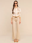 TYLER SILK BLOUSE IN ECRU MULTI STUD BELT STRIPE