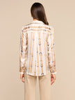TYLER SILK BLOUSE IN ECRU MULTI STUD BELT STRIPE