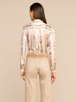 TYLER SILK BLOUSE IN ECRU MULTI STUD BELT STRIPE