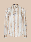 TYLER SILK BLOUSE IN ECRU MULTI STUD BELT STRIPE