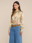 TYLER SILK BLOUSE IN GREEN MULTI CLUSTER PAISLEY