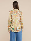 TYLER SILK BLOUSE IN GREEN MULTI CLUSTER PAISLEY